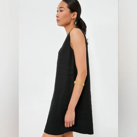 NWT Tuckernuck Black Linen Melanie Mini Dress Small - Picture 3 of 7
